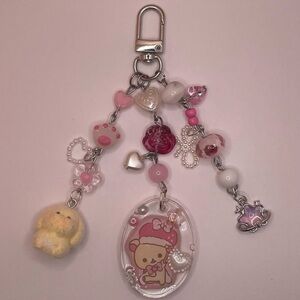 Sanrio Pink and White Charm Keychain